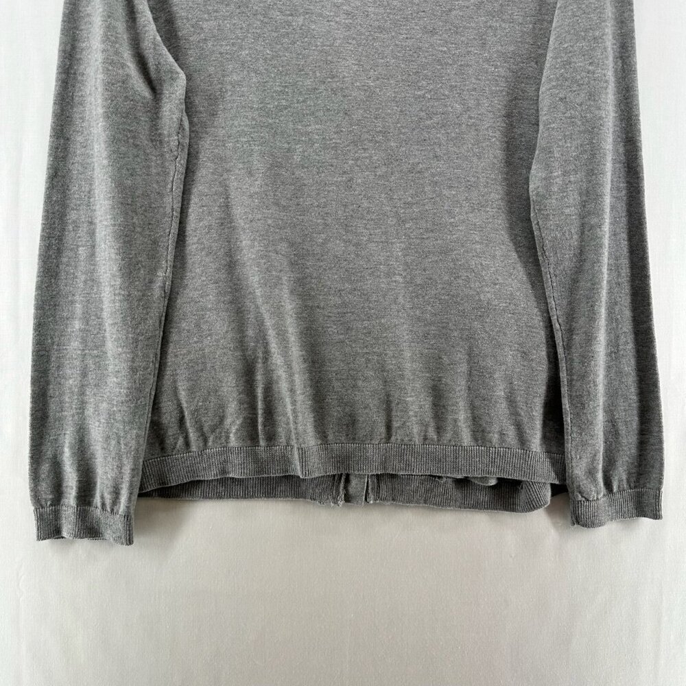 Talbots Cardigan Sweater Womens L Button Up V-Neck Ruffle Placket 4-Pocket Gray - Picture 12 of 12